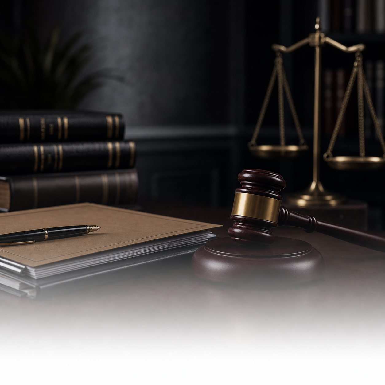 Legal files, gavel, and scales of justice